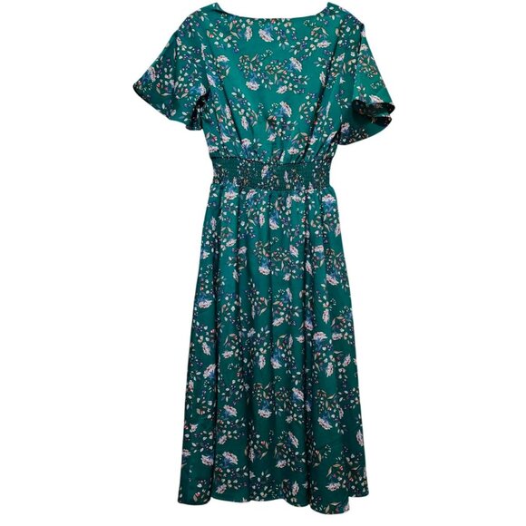 Gardenwed Women's Floral Dress M Green 100% Polyester - Picture 2 of 8